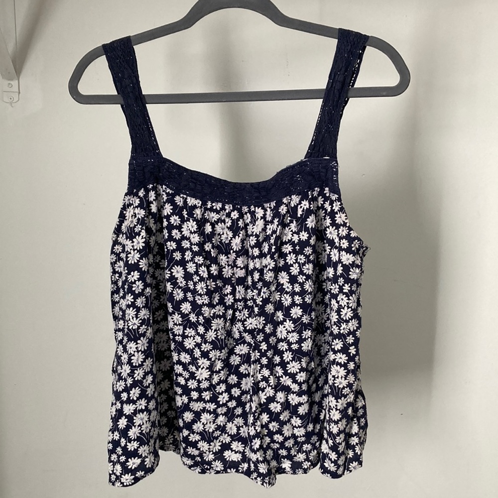 XXL Floral and Navy Blue Tank Top Blouse